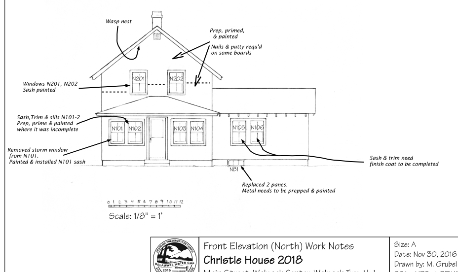 Elevation with Work Notes - Christie House 2018